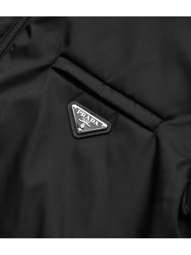 Triangle Logo Wool Nylon Gabardine Hooded Jacket Black - PRADA - BALAAN 5