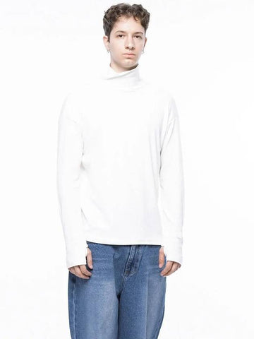 Men s M243TP04WH Spandex Finger Warmer Turtleneck Polar T shirt White - CHANCE'S NOI - BALAAN 1