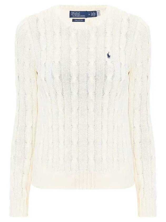 Embroidered Logo Pony Cable Knit Top Cream - POLO RALPH LAUREN - BALAAN 2