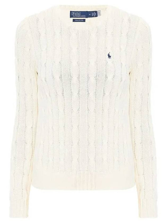 Embroidered Logo Pony Cable Knit Top Cream - POLO RALPH LAUREN - BALAAN 2