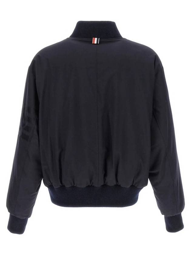 4 Bar Oversized Down Bomber Jacket Navy - THOM BROWNE - BALAAN 3