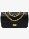 Gold 255 Medium Flap Chain Shoulder Bag Black - CHANEL - BALAAN 2