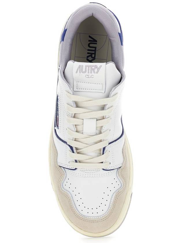 White Low Top Sneakers With Blue Details And Logo Patch In Leather Man - AUTRY - BALAAN 4