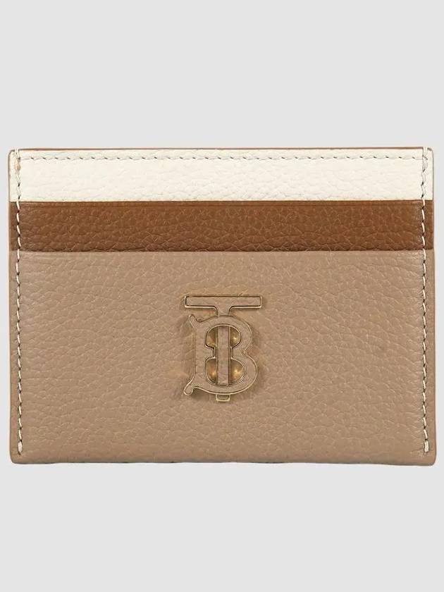 TB Tritone Grainy Leather Card Wallet Beige - BURBERRY - BALAAN 3