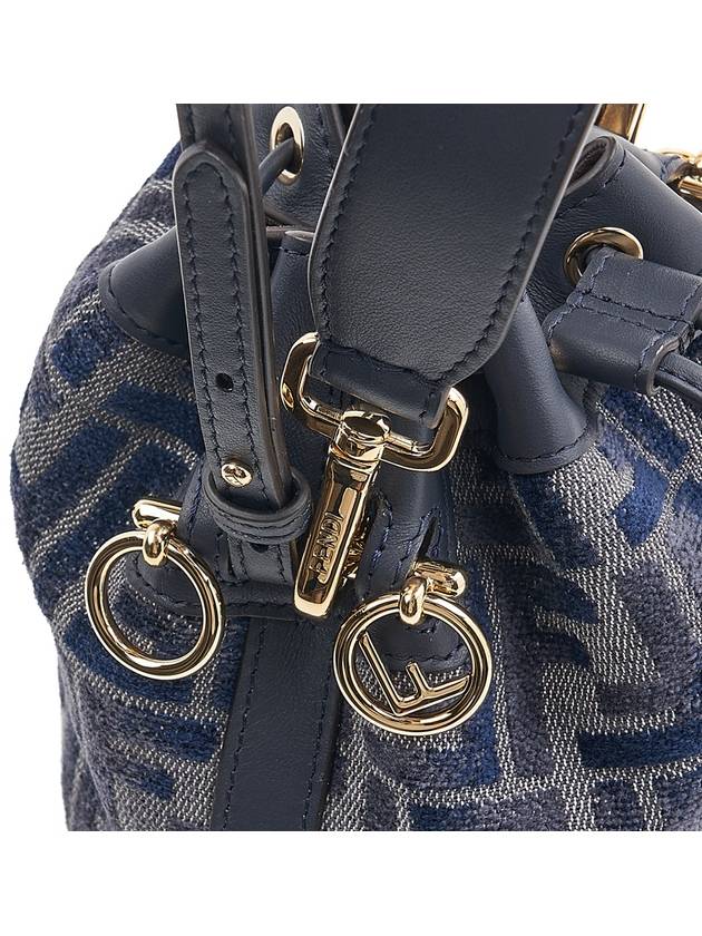 Mon Tresor FF Chenille Mini Bucket Bag Dark Blue - FENDI - BALAAN 9