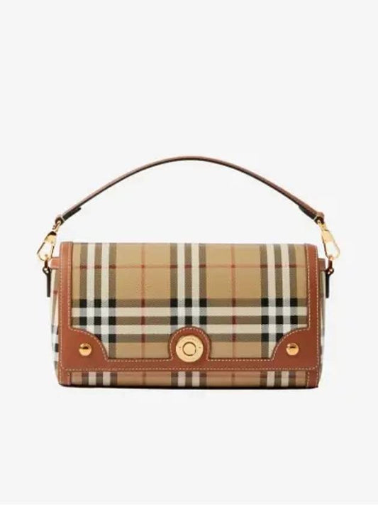 Women's Check Leather Top Handle Shoulder Bag Beige - BURBERRY - BALAAN 2