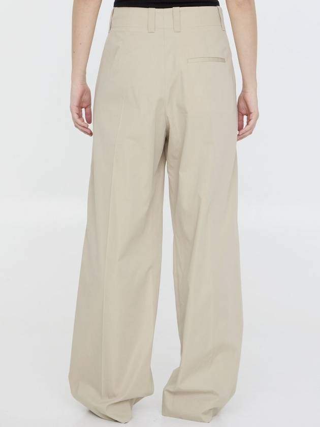 Cotton Silk Wide Leg Slacks Beige - BOTTEGA VENETA - BALAAN 4