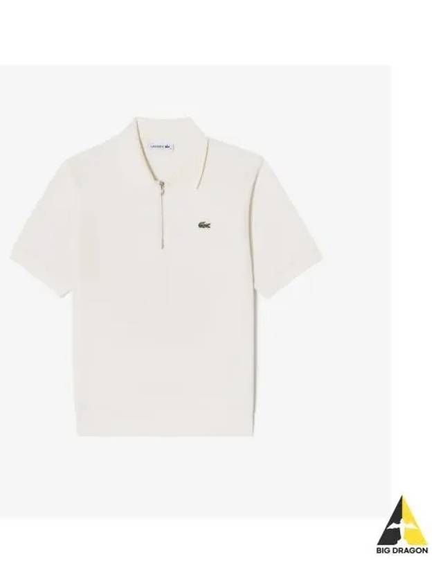 Women s Half Zip Up Polo Cream - LACOSTE - BALAAN 1