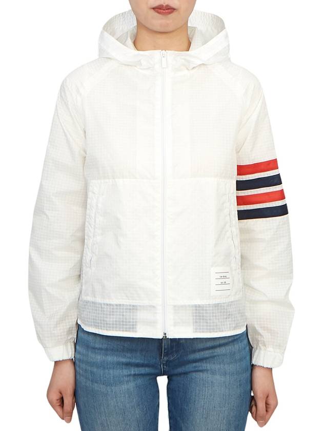 4 Bar Ripstop Polyamide Windbreaker White - THOM BROWNE - BALAAN 2