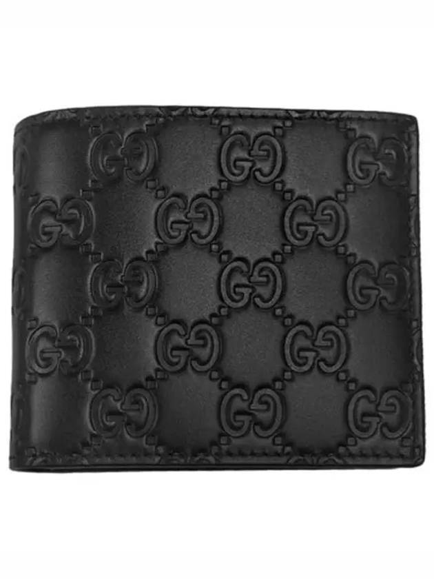 Signature GG Ssima Leather Half Wallet Black - GUCCI - BALAAN 4