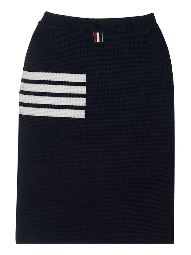 Fine Merino Wool Link Stitch Pencil Skirt Navy - THOM BROWNE - BALAAN.