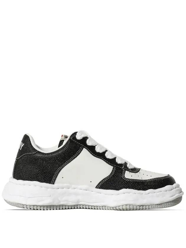 Wayne OG Sole Emboss Leather Low Top Sneakers Black White - MIHARA YASUHIRO - BALAAN 3