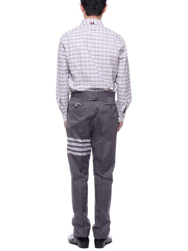 Striped Check Oxford Long Sleeve Shirt Grey - THOM BROWNE - BALAAN 6