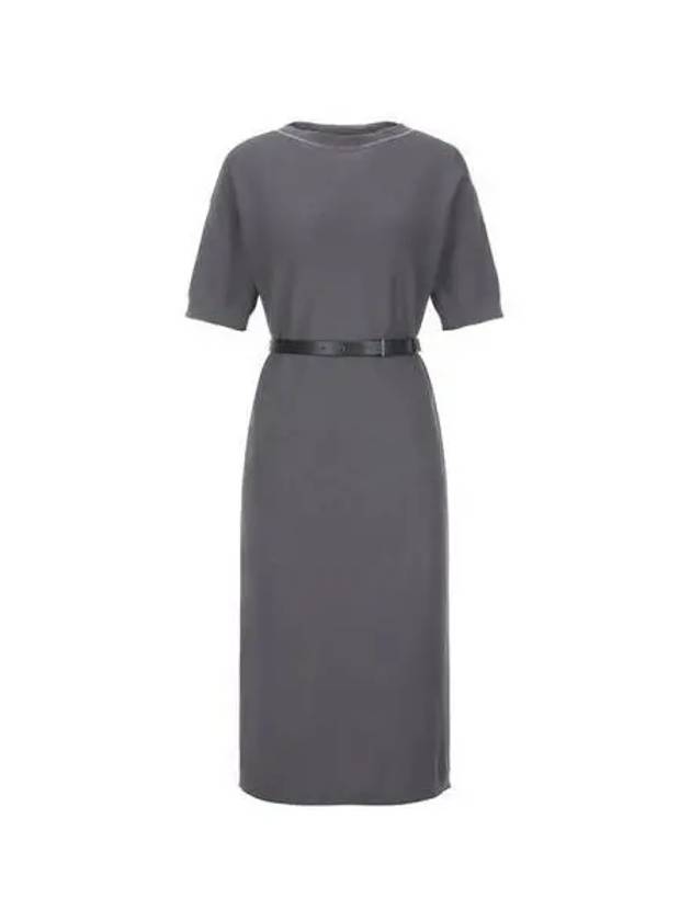 Fabiana Filippi Belted Midi Dress Charcoal ABD273W174 - FABIANA FILIPPI - BALAAN 1