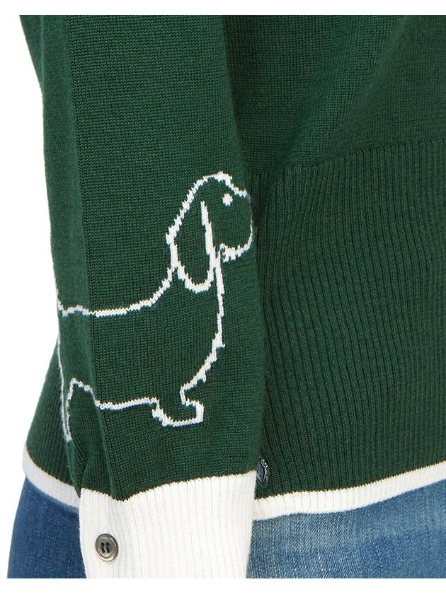 4 Bar Fine Merino Hector Crew Neck Pullover Knit Top Green - THOM BROWNE - BALAAN 10