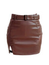 Slit Leather Skirt Brown - J JANE - BALAAN 2