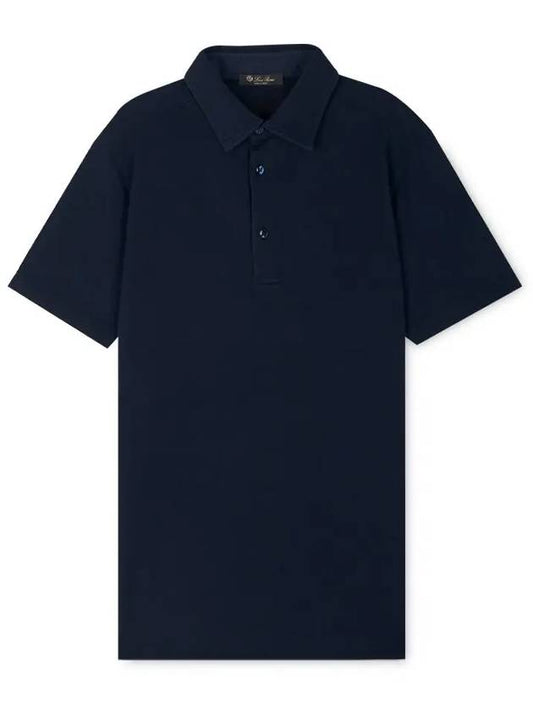 Men's Cotton Short Sleeve Polo Shirt Navy - LORO PIANA - BALAAN 2
