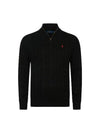 Men's Embroidery Pony Cable Half Zip Up Knit Top Black - POLO RALPH LAUREN - BALAAN 1