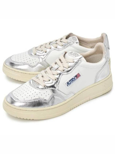 Men's Medalist Leather Low Top Sneakers Silver - AUTRY - BALAAN 2