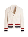 4 Bar V-neck Cashmere Cardigan White - THOM BROWNE - BALAAN 1