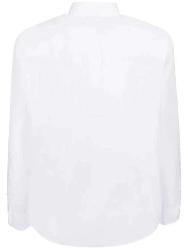 Men's Heart Embroidered Logo Long Sleeve Shirt White - AMI - BALAAN 4