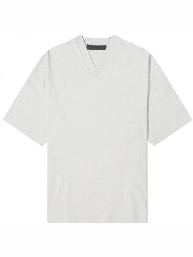 Spring Logo V-neck Short Sleeve T-Shirt Light Heather Grey - FEAR OF GOD ESSENTIALS - BALAAN 1