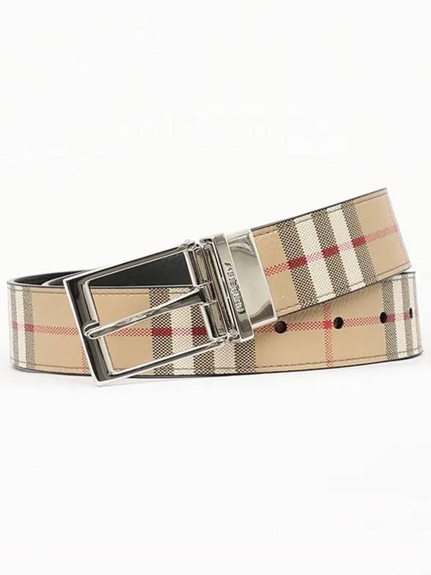 Vintage Check Pattern Leather Belt Beige - BURBERRY - BALAAN 3