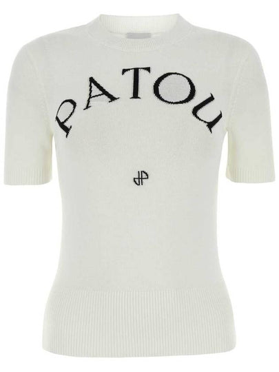 Women's Cotton Blend Jacquard Knit Top White - PATOU - BALAAN 2