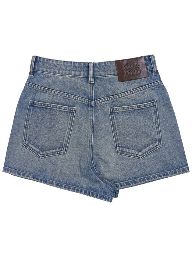 Loose Fit Denim Cotton Shorts Blue - MIU MIU - BALAAN 3