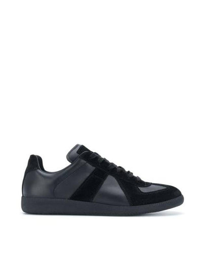 Men's Replica Leather Suede Low Top Sneakers Black - MAISON MARGIELA - BALAAN 2