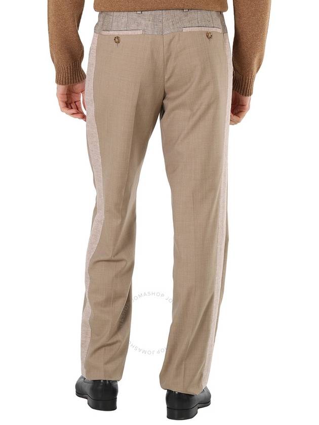 Men's Wool Cashmere Linen Fit Straight Pants Beige - BURBERRY - BALAAN 4