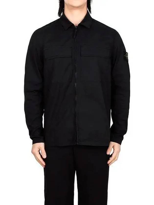 Wappen Patch Double Pocket Cotton Zip-up Jacket Black - STONE ISLAND - BALAAN 2