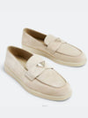 Triangle Logo Suede Loafers Beige - PRADA - BALAAN 2