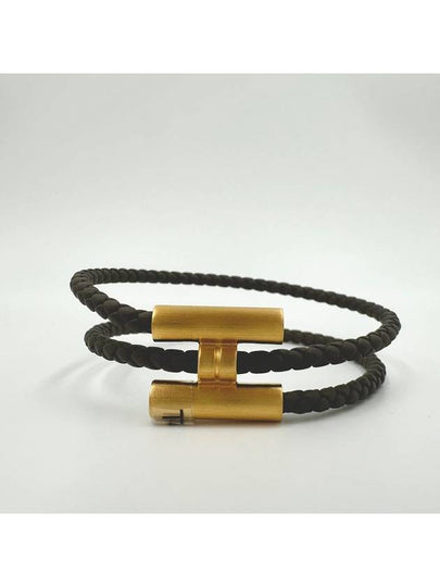 Tournis Tresse Bracelet Gold Brown - HERMES - BALAAN 2