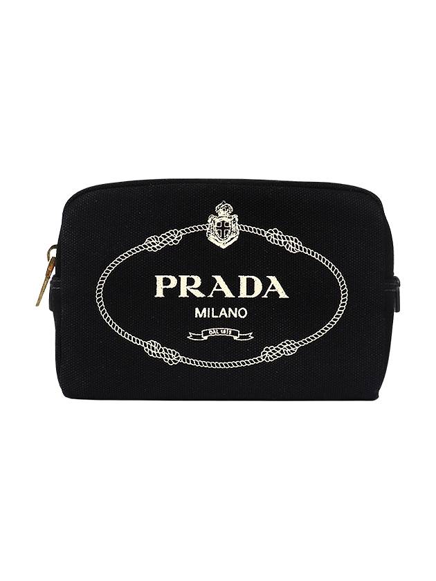 Logo Canapa Pouch Bag Black - PRADA - BALAAN 2