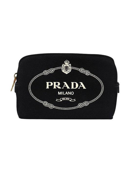 Logo Canapa Pouch Bag Black - PRADA - BALAAN 2