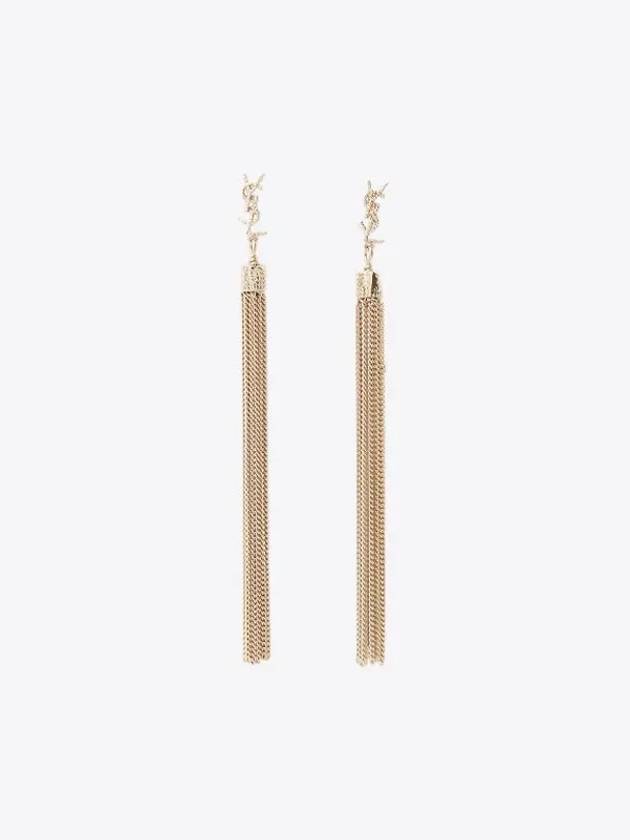 Monogram Chain Tassel Loulou  Earrings Gold - SAINT LAURENT - BALAAN 2