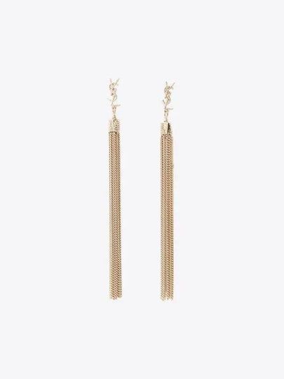 Monogram Chain Tassel Loulou  Earrings Gold - SAINT LAURENT - BALAAN 2