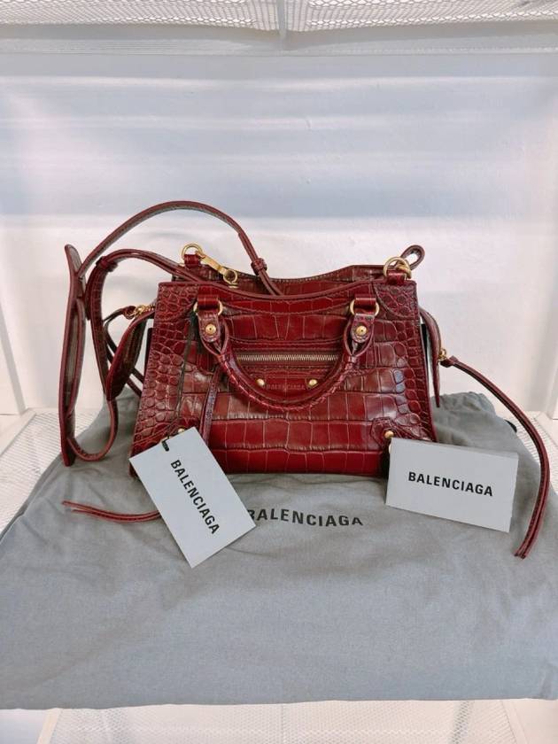 Women s Burgundy Neo Classic Croc Calf Leather Mini City Bag 638524 23EF1 6526 - BALENCIAGA - BALAAN 6