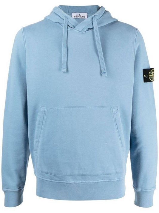 Wappen Patch Cotton Fleece Hoodie Powder Blue - STONE ISLAND - BALAAN 1