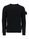 Men's Baguette Sleeve Wool Knit Top Black - FENDI - BALAAN.