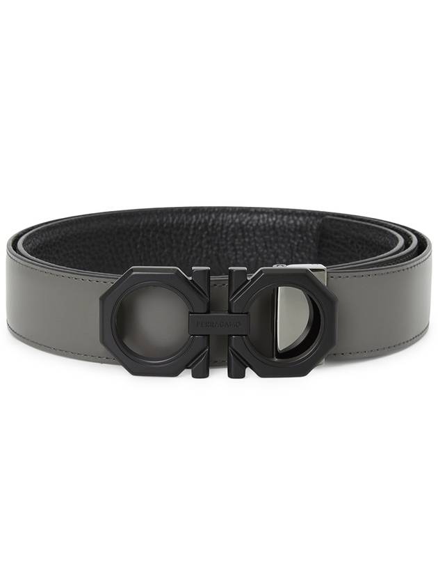 Reversible Gancini Leather Belt Black - SALVATORE FERRAGAMO - BALAAN 3