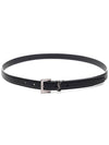 Men's Monogram Silver Buckle Leather Belt Black - SAINT LAURENT - BALAAN 5