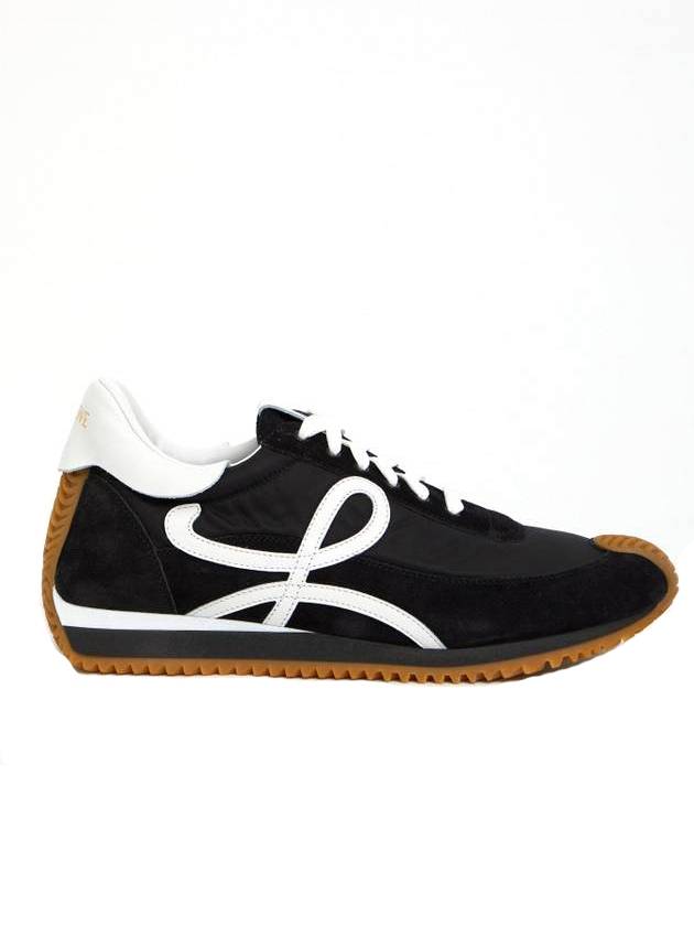 Flow Runner Nylon Suede Low Top Sneakers Black - LOEWE - BALAAN 1