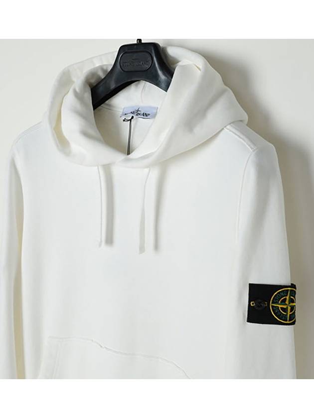 Men's Wappen Patch Brushed Cotton Hoodie White - STONE ISLAND - BALAAN 4