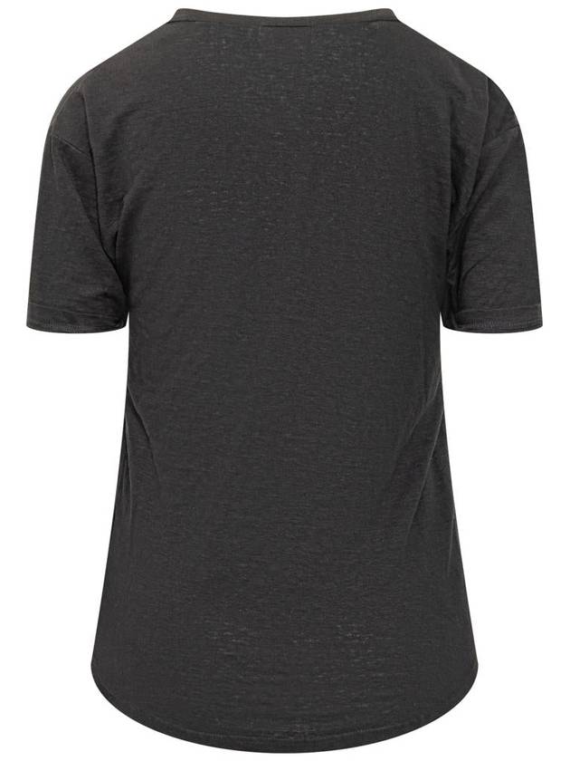 Koldi Logo Linen Short Sleeve T-Shirt Black - ISABEL MARANT ETOILE - BALAAN 3