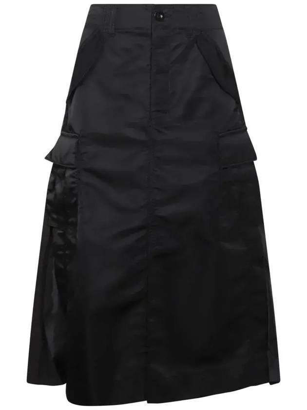 Nylon Twill Midi A Line Skirt Black - SACAI - BALAAN 1