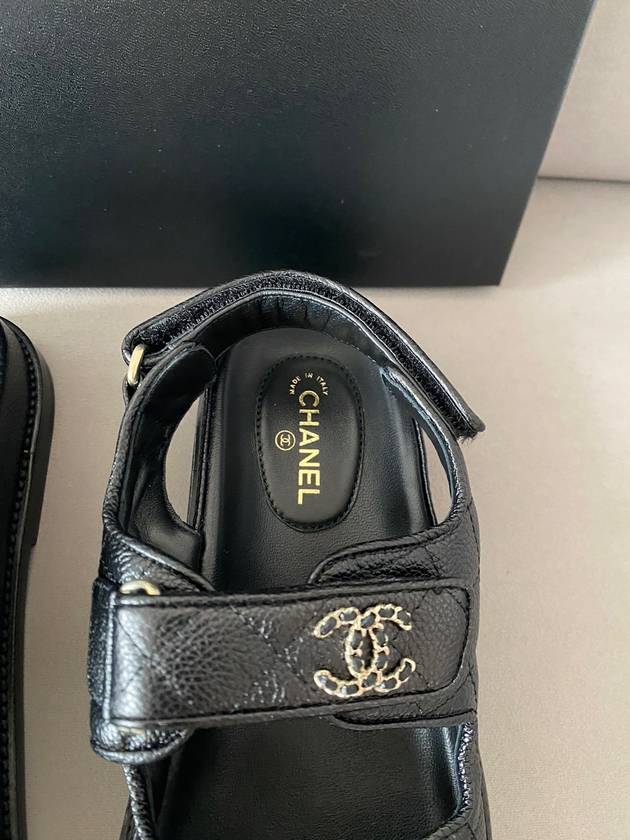 CC logo velcro sandal caviar black G35927 - CHANEL - BALAAN 4