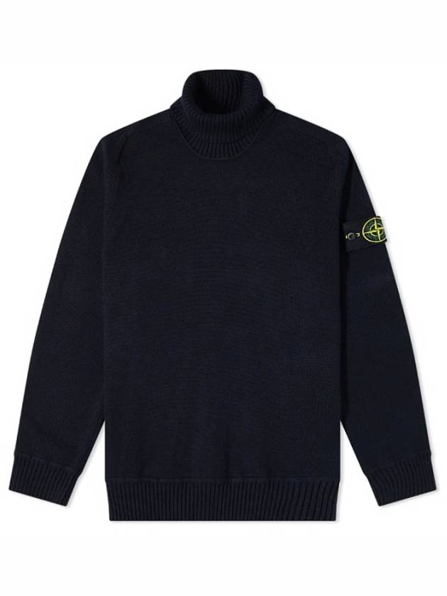 Waffen Patch Cotton Knit Turtleneck Navy - STONE ISLAND - BALAAN 5