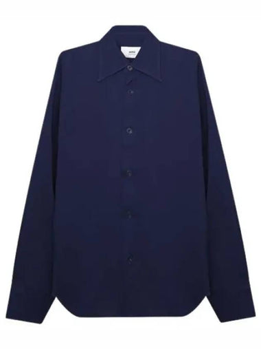 Slim Fit Long Sleeve Shirt Navy - AMI - BALAAN 1